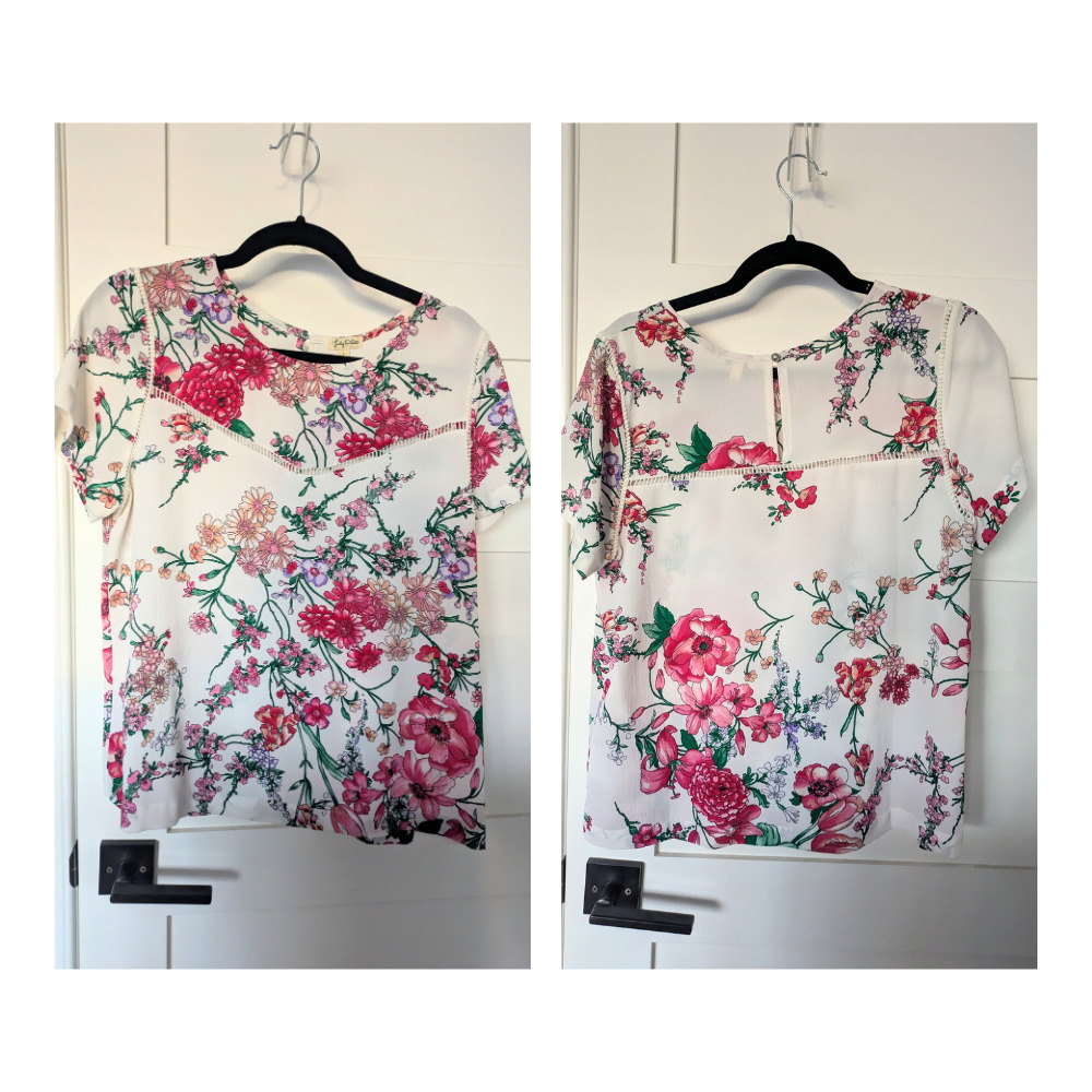 Lily White Pink Florals and White Shirt